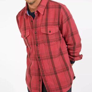Outerknown Blanket Plaid Shirt Mens Flannel Long Sleeve Dusty Red Cusco Plaid